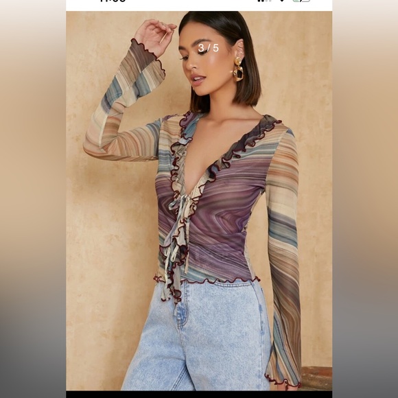 Marble print mesh blouse BRAT - Picture 3 of 5